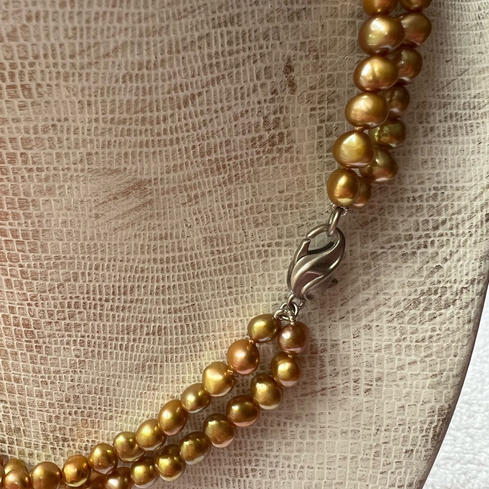 Honora Gold Double Strand Freshwater Pearl Necklace - Picture 2 of 3